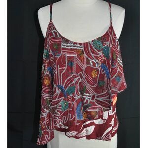 NWT Farm Rio for Anthropologie Asymmetrical Tropical Print Tank- M